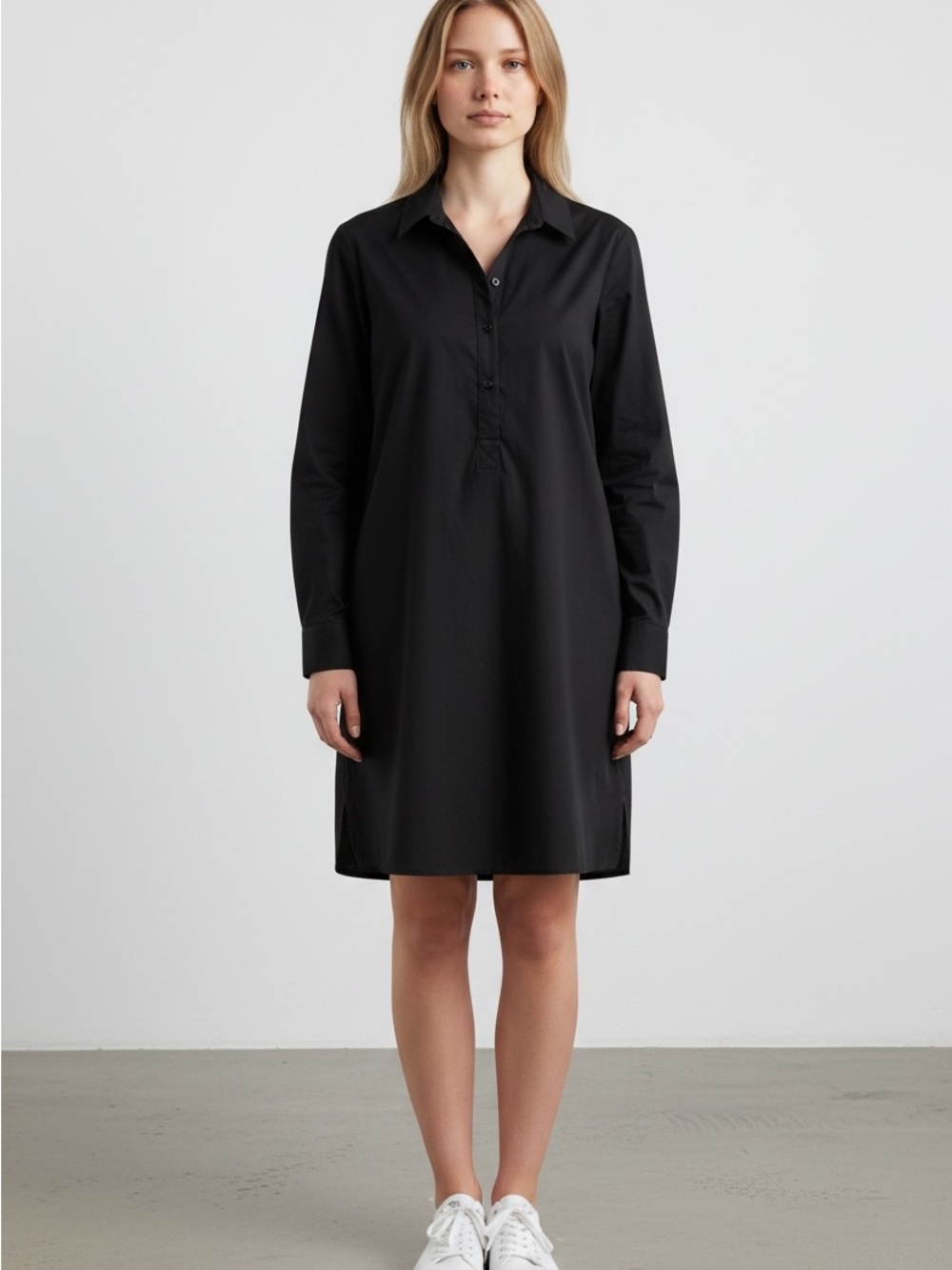 Old Navy Black Long-Sleeve Shirt Dress